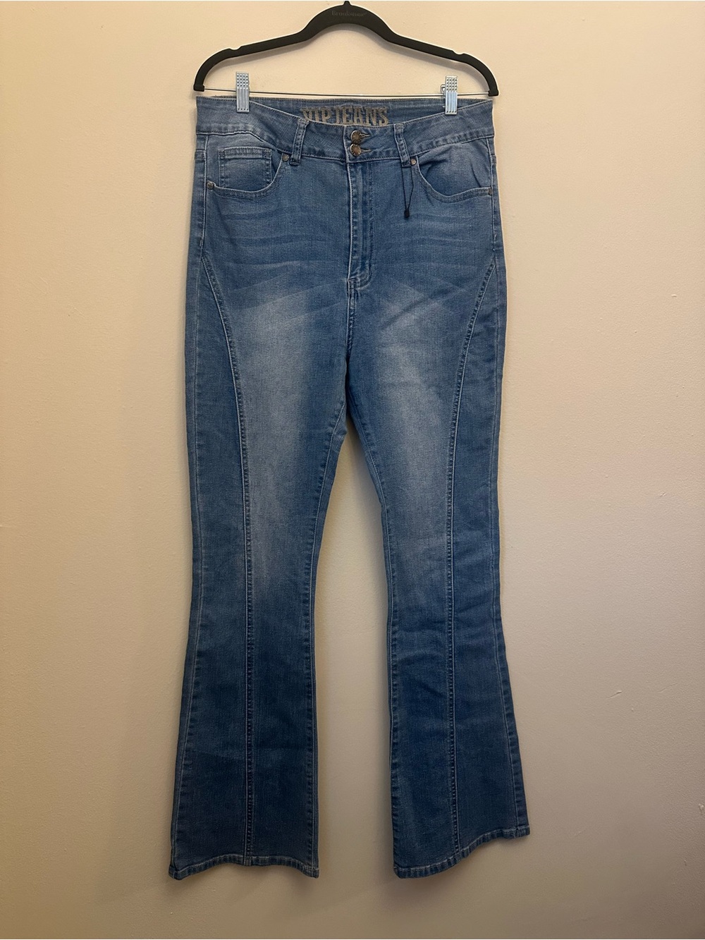 VIP Jeans Women’s Light Wash High Rise Flare Jeans Stretch Size 15/16 Y2K Boho - Picture 1 of 3